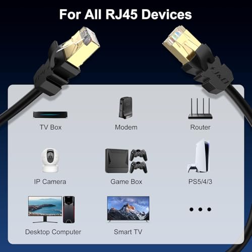 J&D Cat 8 Ethernet Cable, High Speed 40 Gbps 2000 Mhz 26AWG with Gold Plated RJ45 Connector, S/FTP Network Cord Compatible for Gaming PC PS5 Xbox Modem Router, 1.5 ft - Image 6