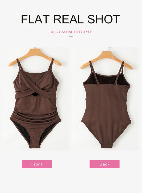 Dokotoo Women's One-Piece Swimsuits Adjustable Strap Cutout Monokini Padded Tummy Control Slimming Swimwear Bathing Suits3