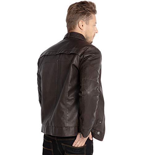 Wulful Men's Vintage Stand Collar Leather Jacket Motorcycle Pu Jacket And Coat #TOP3