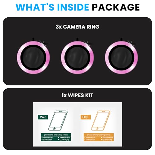 Image of ArmourPro Premium Camera Lens Protector Tempered Glass Compatible For iPhone 16 Plus and iPhone 16 Tough HD Individual Aluminum Alloy Rings 9H Camera Cover , Scratch-Resistant,Camera Lens Protection| Pink