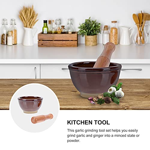 Yardwe Conjunto Alho Almofariz E Pilão Pilão Pílula Crusher Herb Spice Grinder Almofariz E Pilão De