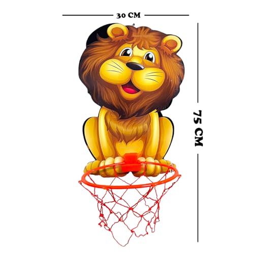 Image of Basket Ball for Kids for Boys /Girls| Lion Design Basketball| Basketball Portable Set with Hanging Board, Ring Net for Indoor and Outdoor Games| Birthday & Return Gift Set Standard