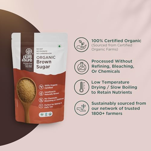 Image of Pure & Sure Organic Brown Sugar | Natural, Healthy & Wholesome | Powdered for Baking, Tea, & Coffee 500GM