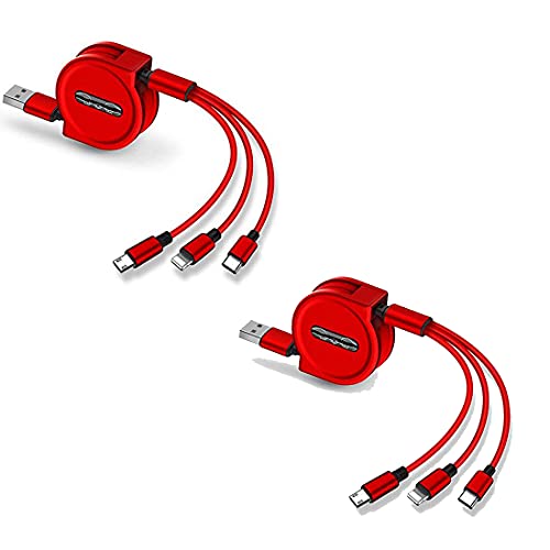 king shine (Premium Nylon Braided Multifunction Fast Charging Cable for Android, iOS and Type C Devices, 3 in 1 Charging Cable, 3A (Multicolor) Set Of 2