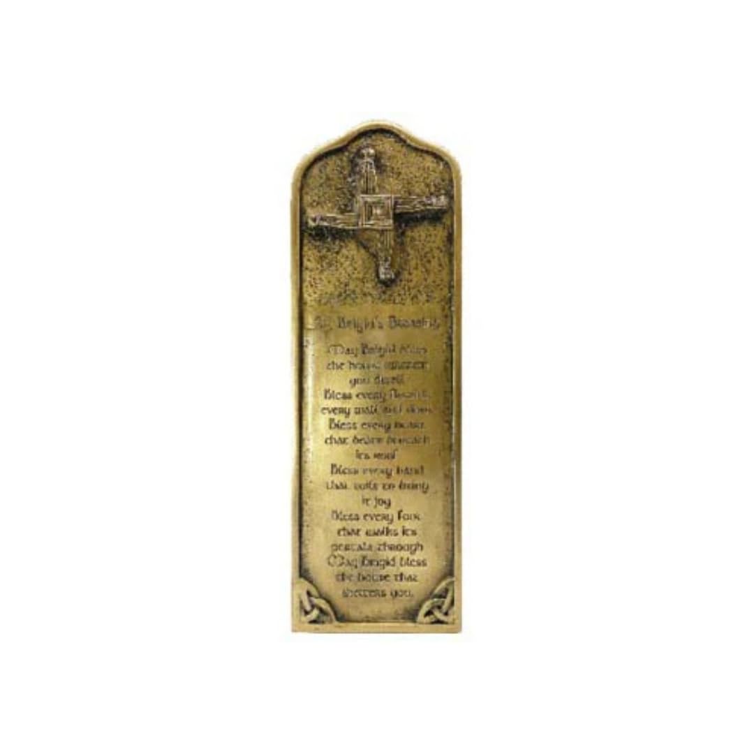 Royal Tara St Brigid's Bronze Blessing and Cross Wall Hanging Housewarming Plaque Handcrafted Decor (W 3.54" x H 1.03")