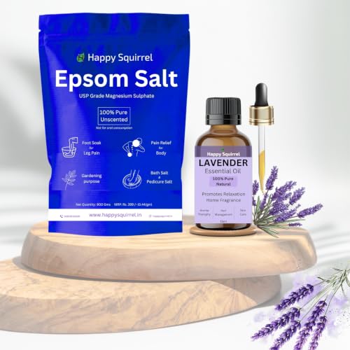 Image of Bath Salt | 0% Preservative - DIY with Epsom Salt (275 G) & Essential Oil (15 ml) | Epsom Bath Salt Foot, Body, Relaxation, Pedicure (Lavender)