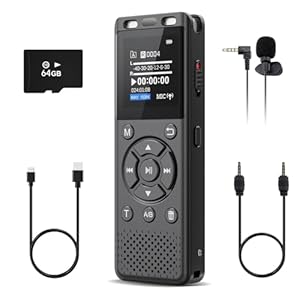96GB Digital Voice Recorder One Click, HD Recording Easy Control Voice Recorder with Playback, Large Screen 7000 Hours Sound Audio Recorder Recording Tape for Lectures Meeting MP3 Player