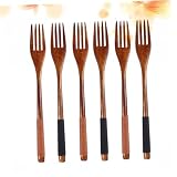 JECOMPRIS 6 Stück Kindergeschirrgeschirr Holzgabel Mit Oh Kindergabeln Utensil Essensgabeln Für Bento Japanische Hölzern