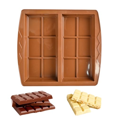Molde de barra de chocolate de silicona | Bandeja de 2 cavidades con liberación fácil y antiadherente, de silicona alimentaria resistente al calor, para postres DIY Decoraciones Pasteles, jabones de