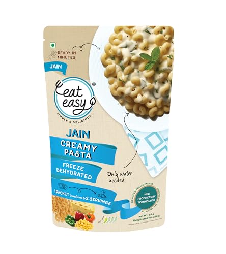 Image of Eat Easy Ready To Eat Jain Pasta- 100gm | Freeze Dehydrated | Just Add Water and Cook | No Onion No Garlic, Vegetarian Healthy Instant Creamy Pasta Food for Travel, Trekking, Campign, Hostel