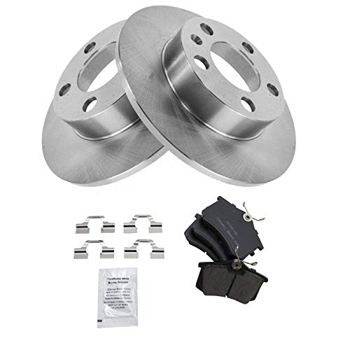Image of TRQ Rear Brake Pad and Rotor Set Ceramic Solid Rotors