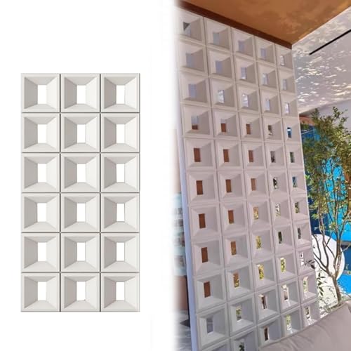 Separador de Ambientes Panel de Pared divisorio Ladrillos componentes Huecos PU, Fondo Arte Hueco Bloques, for Dormitorio, Comedor, Hotel Sentado(White,7pcs 60X120cm)