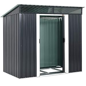 Gardebruk L Metalen Tuinhuisje 3,4m³ Met Fundering 196x122x180cm 2 Ramen Antraciet Berging Schuur Schuifdeuren