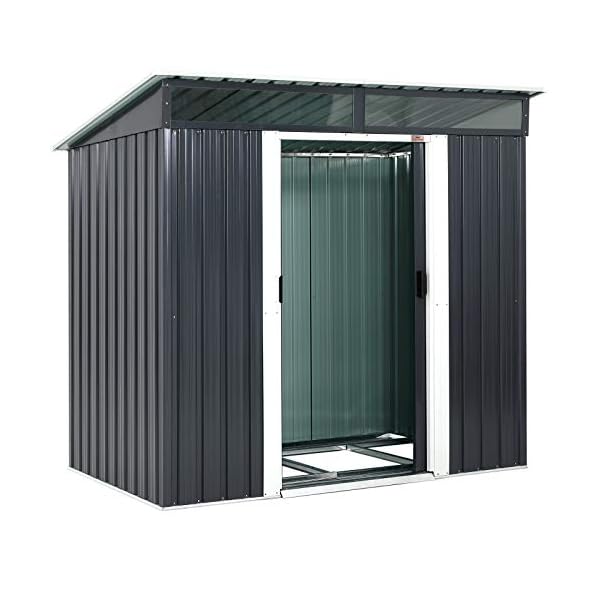 Gardebruk L Metall Gerätehaus 3,4m³ mit Fundament 196x122x180cm 2 Fenster Anthrazit Geräteschuppen Gartenhaus