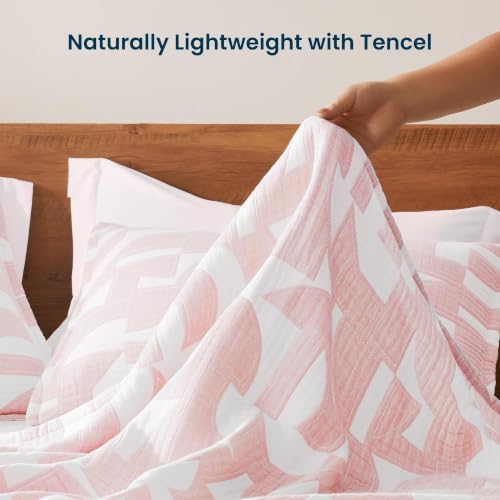SLEEP ZONE Twin/Twin XL Quilt Set, Cotton Blend Bedding, Pink Bedspread - image 3