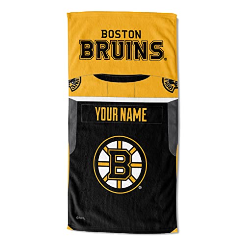 NORTHWEST NHL Boston Bruins Personalized Beach Towel, 30" x 60", Jersey
