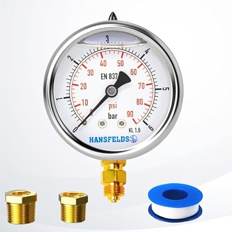 Hansfelds Liquid Filled Pressure Gauge 0-6bar Cover