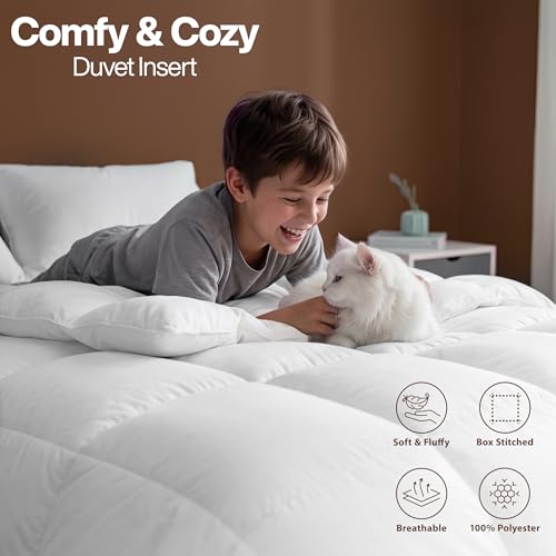 Image of Utopia Bedding Comforter Duvet Insert, Quilted Comforter with Corner Tabs, Box Stitched Down Alternative Comforters Queen Size (White, Pack of 2)