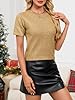 Short Sleeve Sweater Women Gold Metallic Crackled ... #4