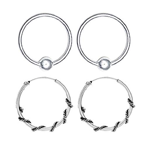 Parnika MJ Combo of Two Pairs of Small Hoops Bali Earrings in Pure 92.5 Sterling Silver for Kids/Girls/Women | Gift for Her | (Design 1) (Design 9) (B08PSLRHK7) Amazon Price History, Amazon Price Tracker