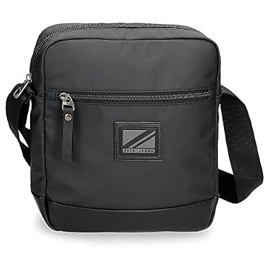 Pepe Jeans Straps Black Tablet Bag 23x27x7 cm Poliestere con dettagli in finta pelle