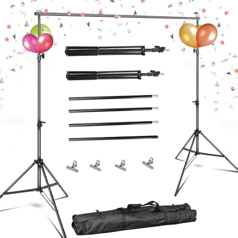 Backdrop Stand-Moclever 6.5x10ft Adjustable Photo Background Support System Kit with Carry Bag-Photography Photo Video Studio-Photo Video Shooting-Backdrop Stand for Parties-Banner Stand Cover