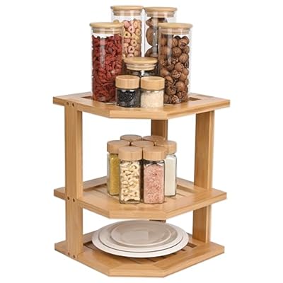 YUBAMIN Bamboo Kitchen Cabinet Organizer, 3 Tie...