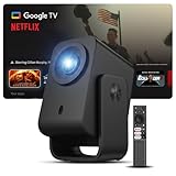 TCL C1 Smart Projector 4K Support, Google TV & Netflix Officially Licensed, WIFI and Bluetooth, Auto Focus Keystone, Native 1080p, Dolby Audio, 285° Portable Mini Projector for Home Theater