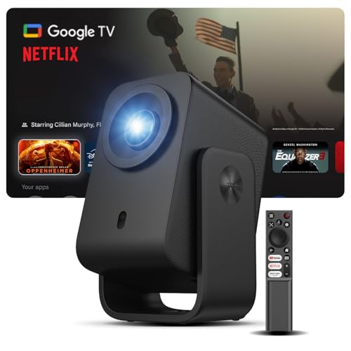 TCL C1 Smart Projector 4K Support, Google TV & Netflix Officially Licensed, WIFI and Bluetooth, Auto Focus Keystone, Native 1080p, Dolby Audio, 285°