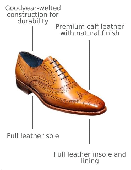 Image of BARKER McClean Men's Handmade Leather Oxford Dress Shoes - Goodyear Welted, Full Leather Sole, Premium Calf Leather - Formal & Business Wear