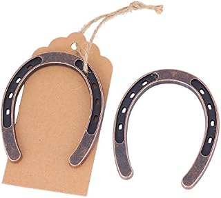 Youkwer 24 pcs Lucky Horseshoes Wedding Favors Decorations with Kraft Tags Rustic Horseshoe