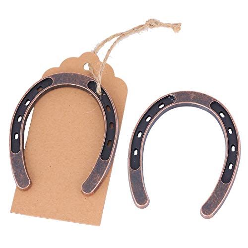 Youkwer 24 pcs Lucky Horseshoes Wedding Favors Decorations with Kraft Tags Rustic Horseshoe