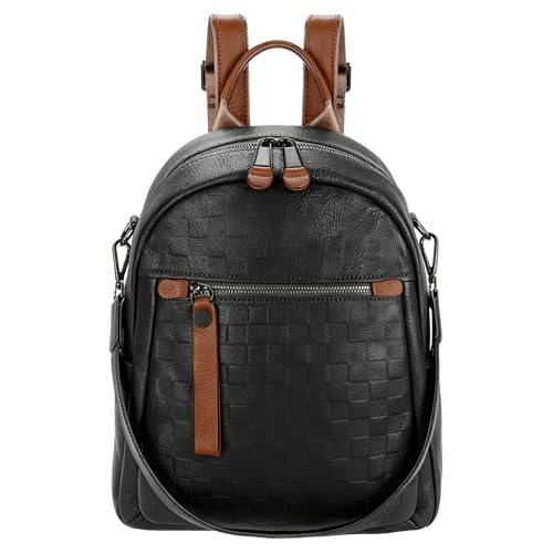 Sac à dos en cuir véritable ICOLRAE noir matelassé et élégant pour femme Noir-124