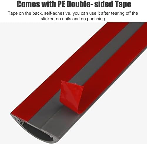 Ocultador De Cables De Grano De Madera De PVC, Organizador De Cables De Piso Semicircular, Canaleta De Cables Pintable, Respaldo Autoadhesivo para Debajo del Escritorio/Esquina,mi,Numero 3,Serene1