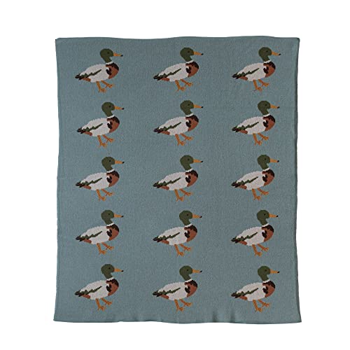 Image of Creative Co-Op Cotton Knit Baby Blanket with Mallard Ducks, 40" L x 32" W