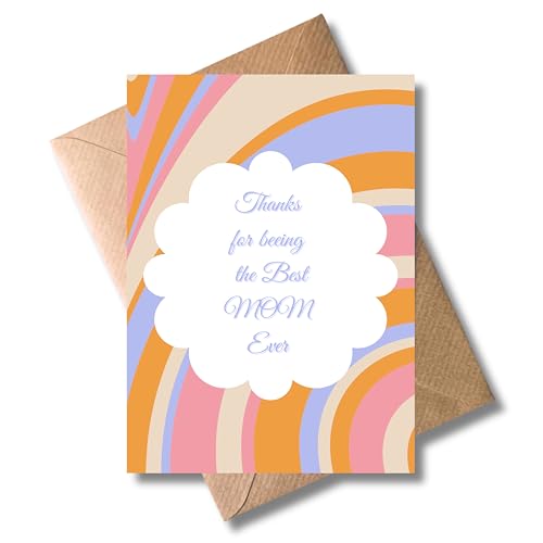 Mutter Tag Karte mit Umschlag - Geschenkkarte zum Muttertag "Best mom ever" Abstrakt Pastellfarben Muttertagskarte Muttertagsgruß Mutter Danke Mama Karte Familie Frauen (DIN A6)