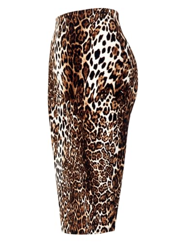 SSOULM Women's Work Office Stretchy Fitted Midi Pencil Skirt with Animal Choco Slit and Plus SizeANIMAL Choco XL2