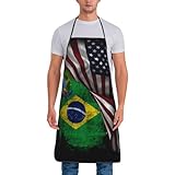 Amerika Und Brasilien Brasilianische Flagge Damen Herren Grillschürze Lange Bänder Schürze Robuste Latzschürze Für Küche Gastronomie Zuhause