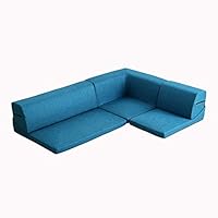 ターコイズブルー L字型ソファ ローソファー 〔コーナー付き 3人掛け ターコイズブルー〕 座面