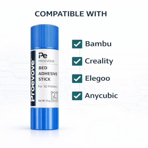 Image of Proevove 3D Printer Bed Adhesive Stick - Pack of 3 (15g Each) | PVP Glue for PLA, ABS, PETG, TPU | Strong Build Plate Adhesion | Washable & Non-Toxic | 3D Printing Essential (3)