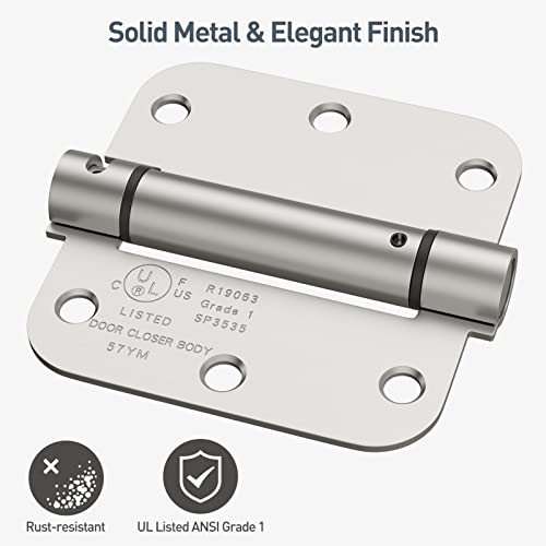 Hosom 48 Pack Nickel Door Hinges 3.5 Inch With 5/8 Radius, Fit Standard Door And Hosom Self Closing Door Hinge 3.5 Inch #TOP6