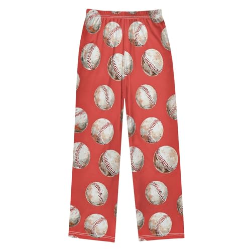 Pajama Pants Baseball Tile Red Pattern Long Sleep Pants Lounge Bottoms2