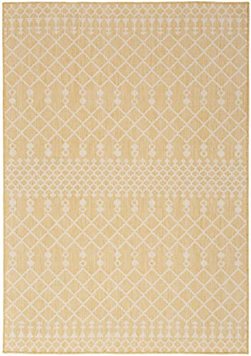 Nourison Positano Indoor/Outdoor Yellow 6' x 9' Area Rug, Easy Cleaning, Non Shedding, Bed Room, Living Room, Dining Room, Deck, Backyard, Patio (6x9)