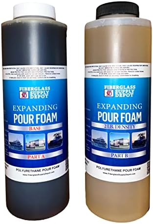 Fiberglass Supply Depot 2 Lb Density Expanding Pour Foam, 2 Part Polyurethane Closed Cell Liquid Foam for Boat and Dock Flotation, Soundproofing, Filling Voids, and Insulation (Quart Kit)