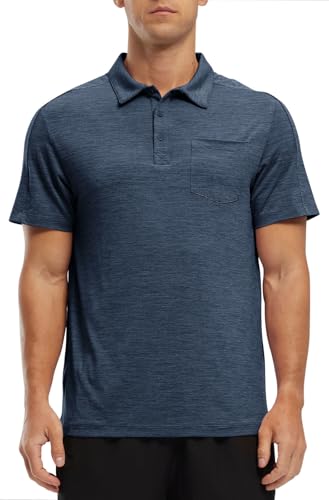 Image of Rdruko Men's Polo Shirts Short Sleeve Quick Dry Outdoor Golf Sports Shirts with Pocket
