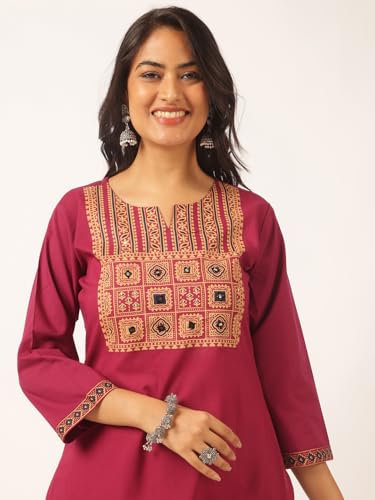 Image of Vbuyz Women Ajrakh With Yoke design Cotton Straight Kurta Set With Dupatta