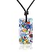 Chuvora Millefiori Murano Glass Multi-Colored Rectangular Square Pendant 33 mm Adjustable Necklace 15"-30"