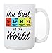Artisan Owl The Best Teacher Mug – 15oz Funny Science Large Ceramic Tea & Coffee Cup with Periodic Table – Thoughtful Present for Teachers, Christmas or Appreciation Week