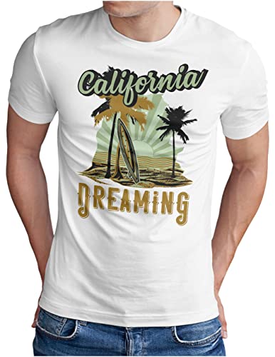 T-Shirt Homme Vintage OM3 blanc imprimé surfeur de la West Coast en tailles S M L XL XXL jusqu'au 5XL