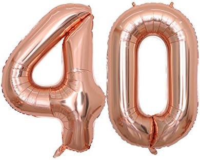 BALONAR40 inch Jum 40th Rose Gold Foil Balloons for Birthday Party Supplies,Anniversary Events Decorations and Graduation Decorations.